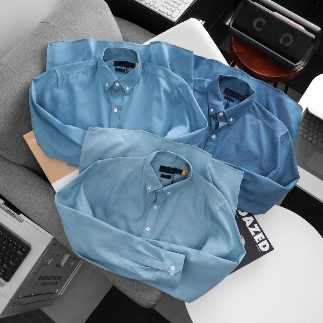 Men’s Solid Blue Oxford Shirt – Timeless, Clean & Confident