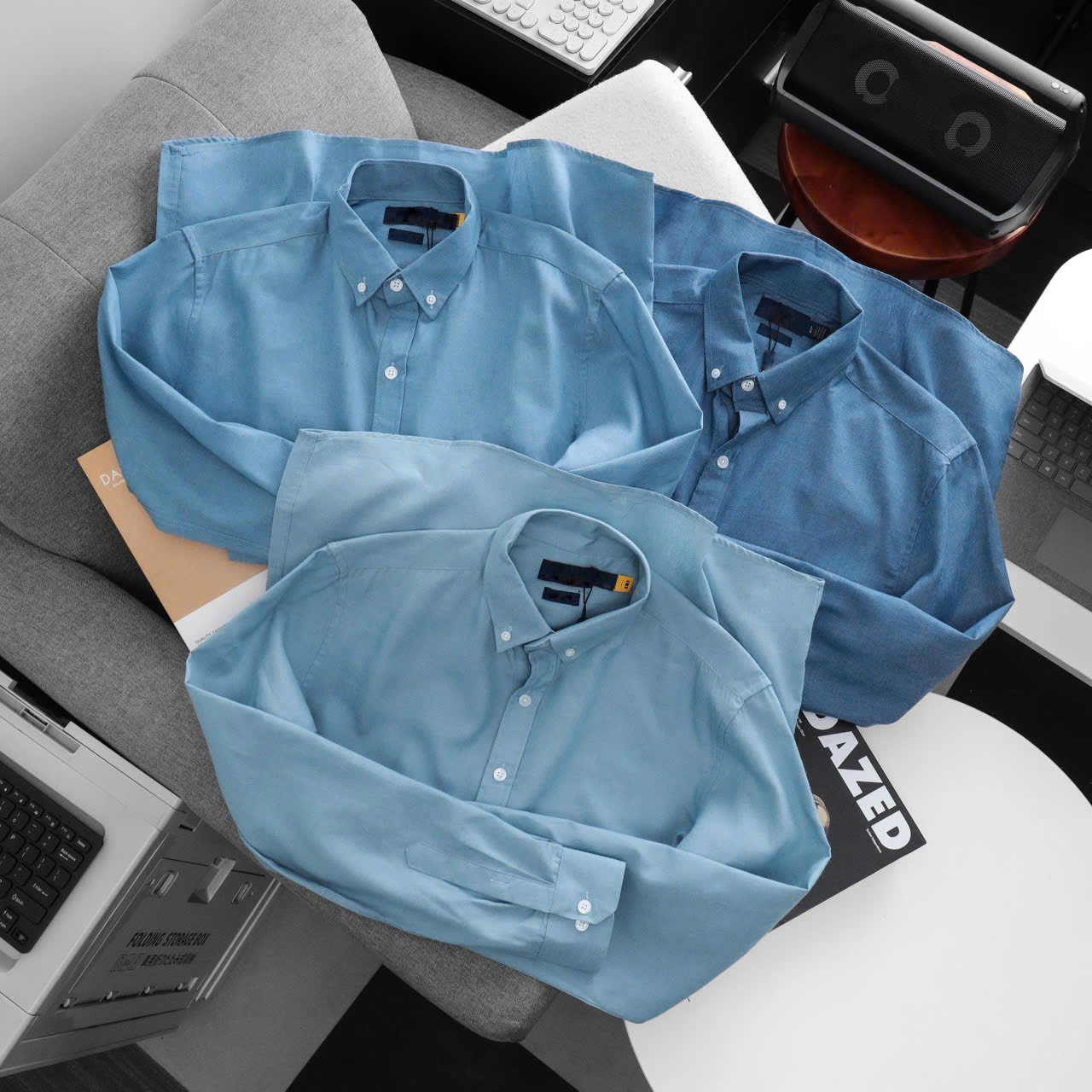 Men’s Solid Blue Oxford Shirt – Timeless, Clean & Confident